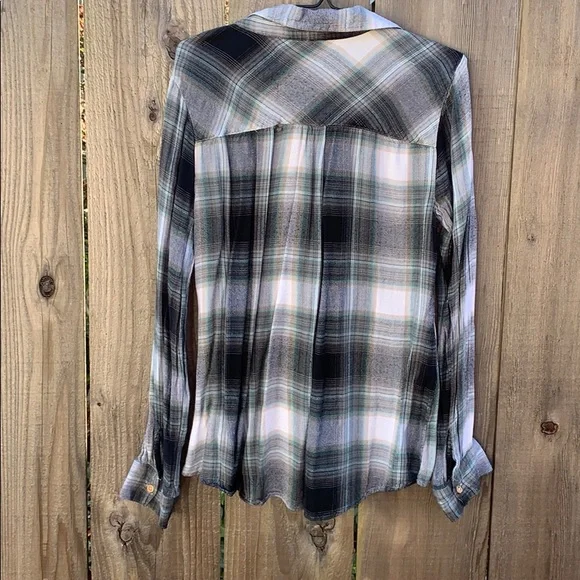 Tie V Neck Flannel - Picture 2 of 3